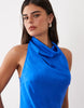 Cowl Halter Midaxi Dress In Cobalt Blue