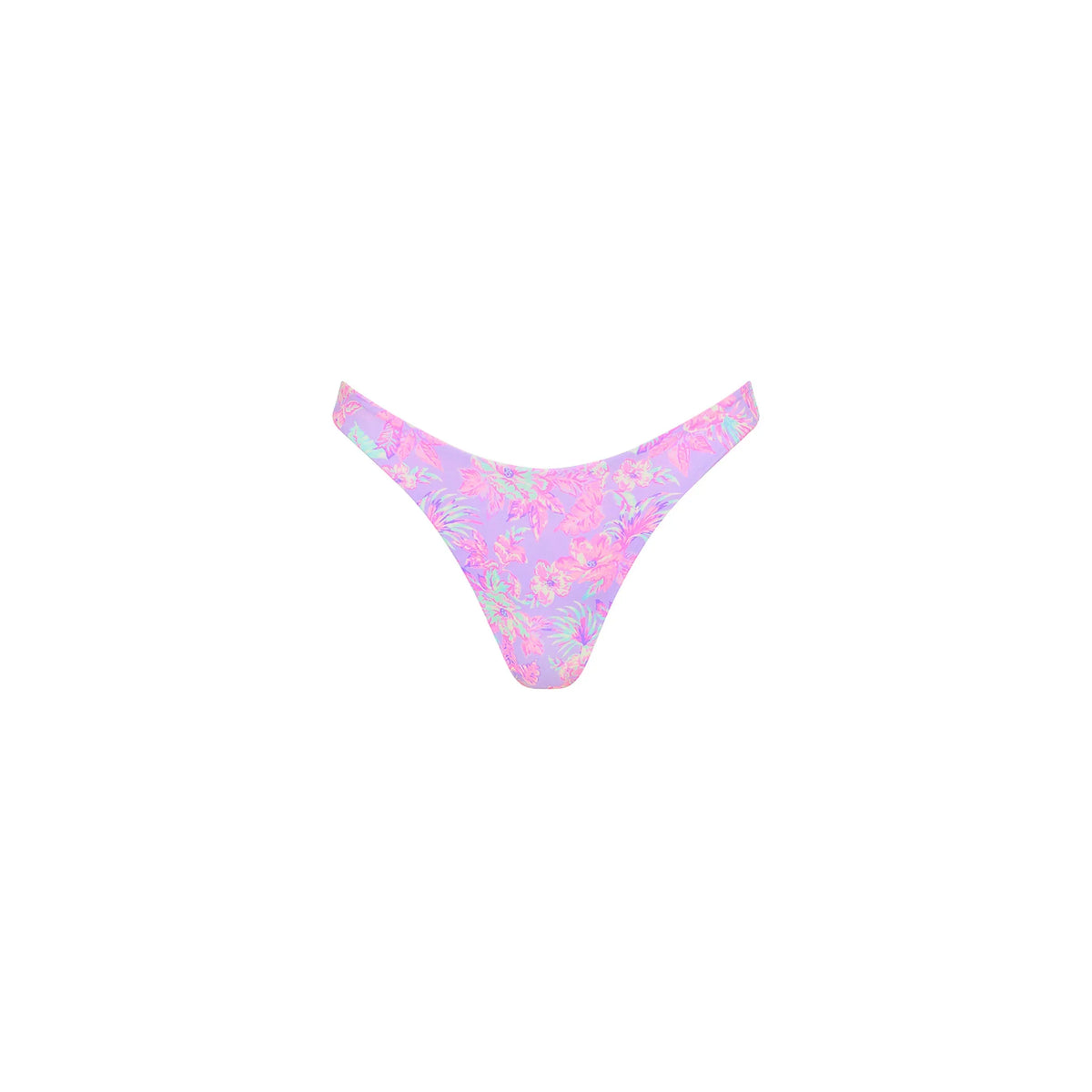 Gathered Deep V Thong Bikini Bottom - Lilac Love