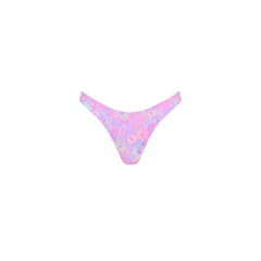 Gathered Deep V Thong Bikini Bottom - Lilac Love