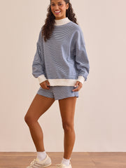 Step Out Striped Mock Neck