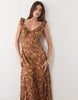 Miss Selfridge Chiffon Ruffle Cami Maxi Dress In Animal Print