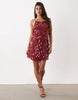 Embellished Beaded Mini Dress In Deep Red
