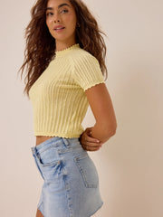 Petra Pointelle Mock Neck Top