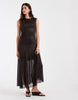 Object Lace Detail Layered Sheer Maxi Dress In Chocolate Plum