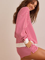 USA Stripe Mockneck Pullover
