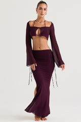 prune cutout maxi skirt