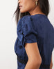 Nobody'S Child Petite Nicolette Satin Jacquard Lace Detail Plunge Neck Cap Sleeve Midi Dress In Navy