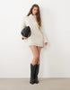 Brave Soul Knitted Roll Neck Mini Dress In Oatmeal