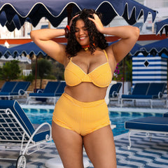Decorative Ditzy Underwire Bikini Top - Orange Cream