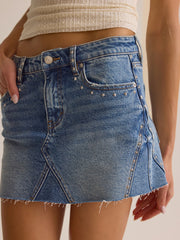 Leah Studded Denim Skirt