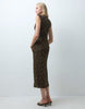 Mango Plisse Sleeveless Midi Dress In Brown Floral Print