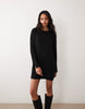 Miss Selfridge Knit Rib Cosy Mini Dress In Black