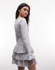 Daisy Street Ruffle Rara Skirt Mini Dress In Grey Stripe