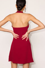 Brinley Burgundy Halter Mini Dress