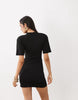 Drape Waist Mini Dress In Black