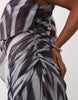 Curve Draped Batwing Asymmetric One Sleeve Maxi Dress In Zebra Abstract Stripe