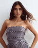 Arrange Beaded Linear Fringe Hem Bandeau Midi Dress In Charcoal
