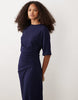 Side Ruched Tshirt Maxi Dress In Navy