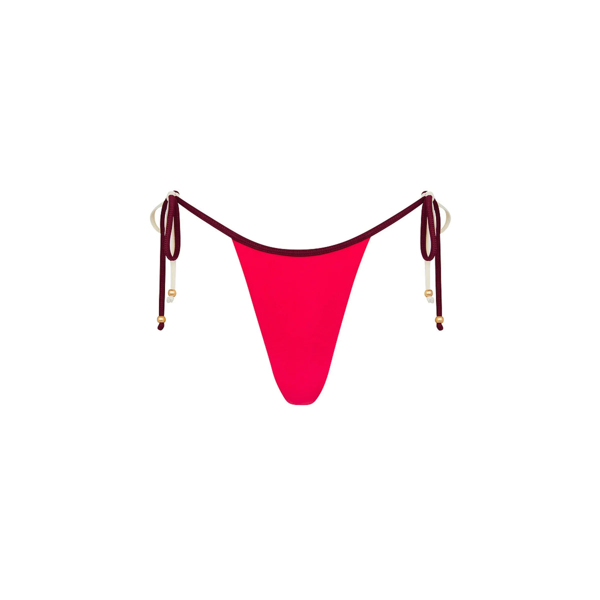 Micro Thong Tie Side Bikini Bottom - Cherry Cola