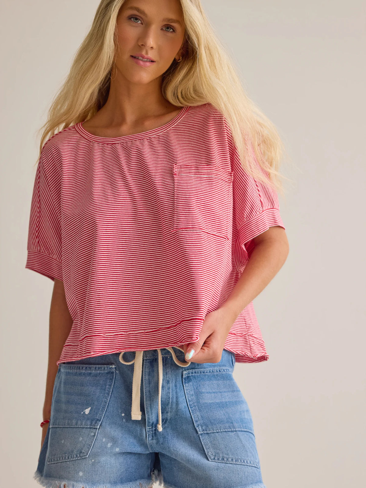 Abigail Stripe Cropped Tee