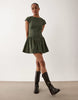 Tall Cord Corset Inspired Sleeveless Mini Dress In Washed Olive