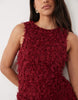Asos Luxe Fluffy Knit Bodice Maxi Dress With Chiffon Skirt In Burgundy