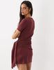 Supersoft Tie Side Mini Dress In Burgundy