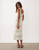 Miss Selfridge Frill Detail Crochet Maxi Dress In Cream