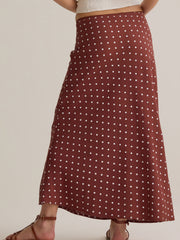 Elodie Polka Dot Linen Maxi Skirt