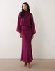 High Neck Drape Chiffon Maxi Dress With Neck Tie In Purple