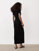Ribbed Short Sleeve Polo Midi Dress In Black