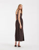 Polka Dot Midi Dress In Brown