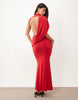 Backless Drape Sleeveless Maxi Dress In Red