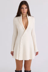 cream asymmetric skater mini dress