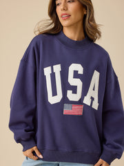 USA Embroidered Mock Neck