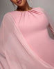 Goddiva Cape Sleeve Chiffon And Sculpting Stretch Jersey Crepe Maxi Dress In Blush