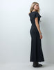 Reclaimed Vintage Flax Textured Tie Front Maxi Dress With Lace Trim In Black
