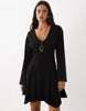 Soft Cord Hankey Hem Mini Dress In Black