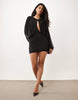 Mesh Mini Dress With Blouson Sleeve And Cut Out In Black