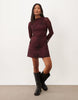 Nobody'S Child Petite Kiera Mesh Boat Neck Mini Dress In Burgundy Floral