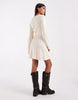 Vero Moda Long Sleeve Boat Neck Knitted Mini Dress In Cream