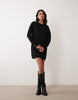 Miss Selfridge Knit Rib Cosy Mini Dress In Black