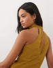 Chiffon High Neck Midi Dress In Ochre