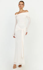 Waverly Maxi Dress - Long Sleeve Off Shoulder Dress in Cream