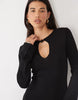 Pretty Lavish Knitted Keyhole Detail Long Sleeve Maxi Dress In Black