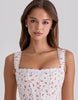 House Of Cb Ami White Rose Print Cotton Corset Mini Dress In White Rose Print