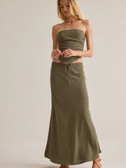 Merit Linen Stripe Midi Skirt