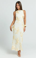 Freya Midi Dress - Boat Neck Backless Dress in Yellow