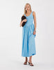Polka Dot Midi Dress In Blue And Brown