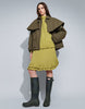 Muse Assembly Boho Ruffle Fluted Sleeve Lena Dress In Chartreuse
